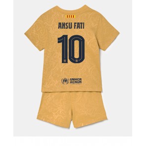 Barcelona Ansu Fati #10 kläder Barn 2022-23 Bortatröja Kortärmad (+ korta byxor)